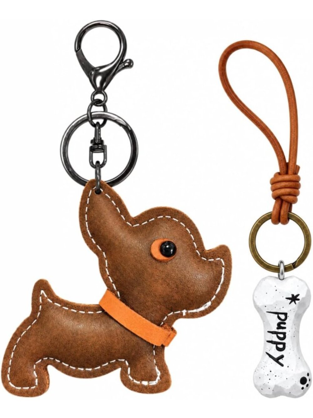 Cute Leather Bag Charm Keychain for Women | Dog Purse Accessory, Stylish Gift
